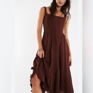Free People Rich Brown Midi Dress